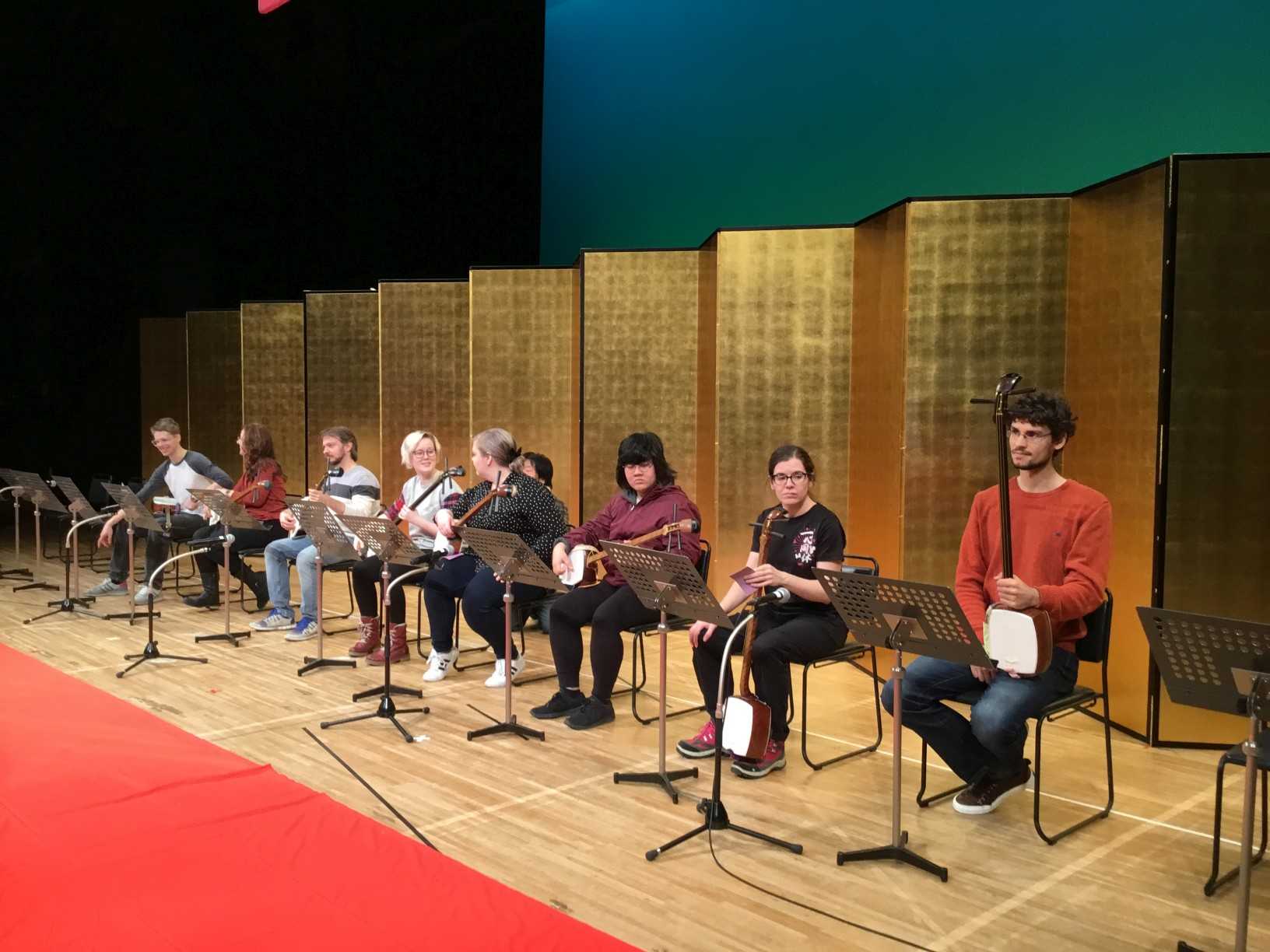 Rehersal for the MIFA festival shamisen concert 2018.