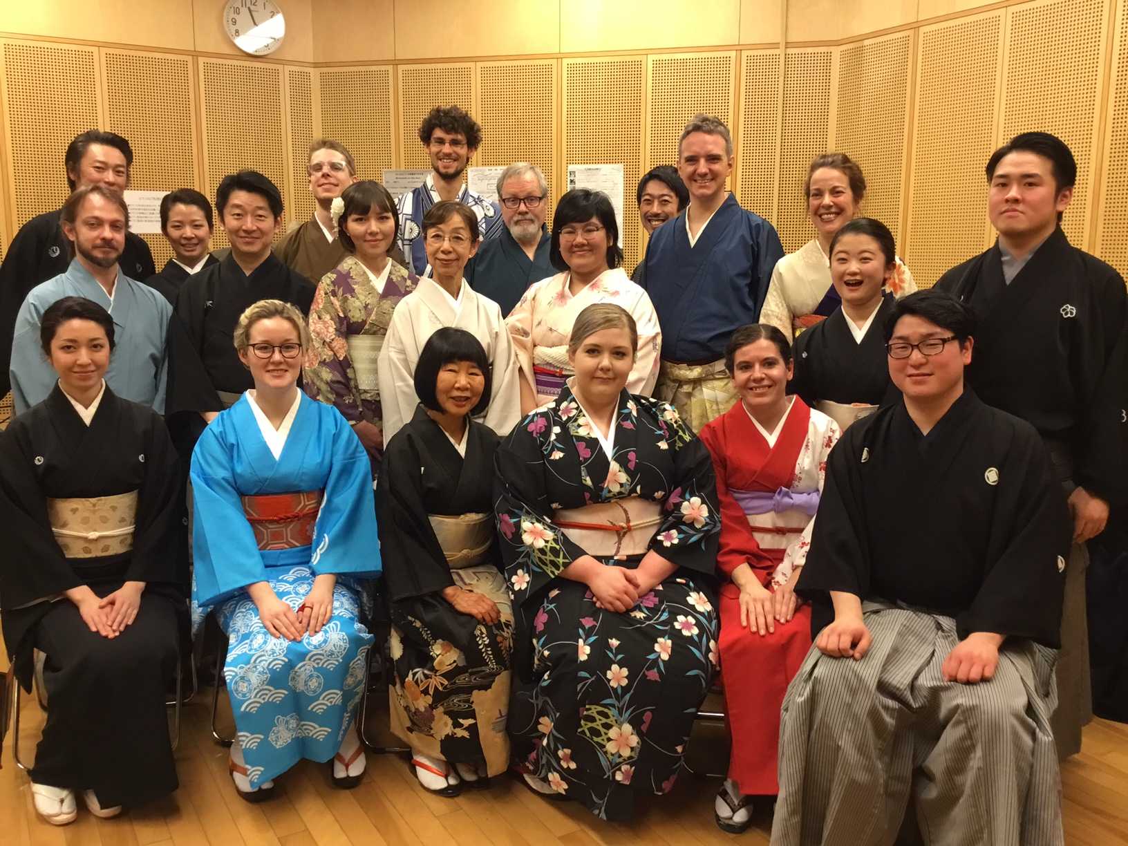 Group photo of musicians at MIFA festival shamisen concert.